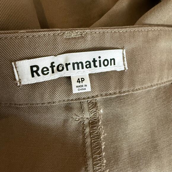 Reformation Mason Pleated 100% Tencel Lyocell-Twill Wide Leg Pants Size 4P - Picture 15 of 16